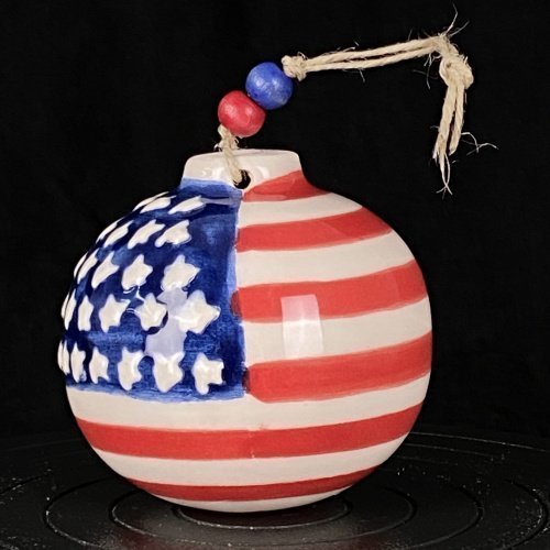 American Flag Ceramic Hand Made Christmas Ornament 1 Scaled