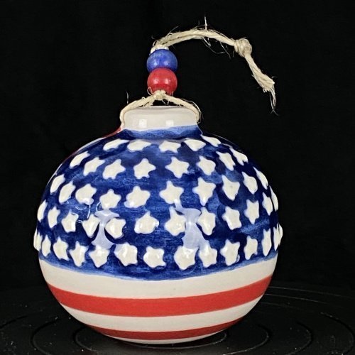 American Flag Ceramic Hand Made Christmas Ornament 2 Scaled