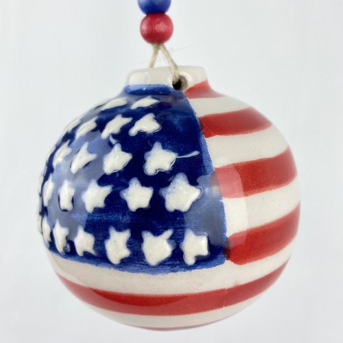 American Flag Ceramic Hand Made Christmas Ornament 8 Scaled
