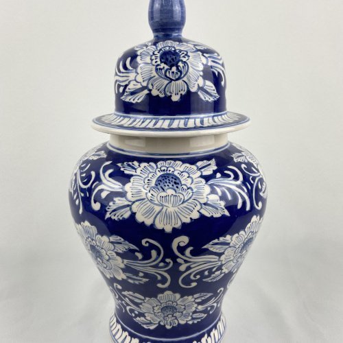Floral Motifs Dark Blue Background Hand Made Ceramic Bowl 1 Scaled