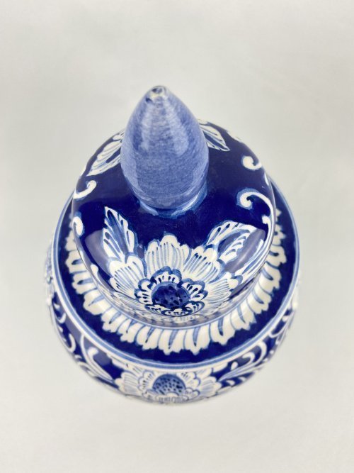 Floral Motifs Dark Blue Background Hand Made Ceramic Bowl 3 Scaled