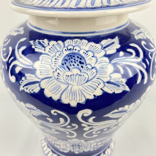 Floral Motifs Dark Blue Background Hand Made Ceramic Bowl 4 Scaled