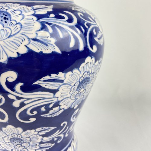 Floral Motifs Dark Blue Background Hand Made Ceramic Bowl 5 Scaled