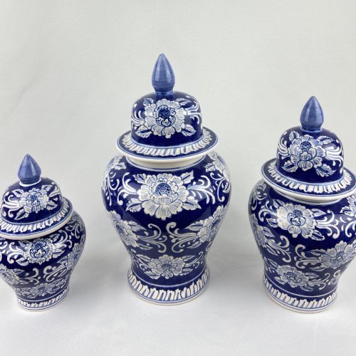 Floral Motifs Dark Blue Background Hand Made Ceramic Bowl 6 Scaled