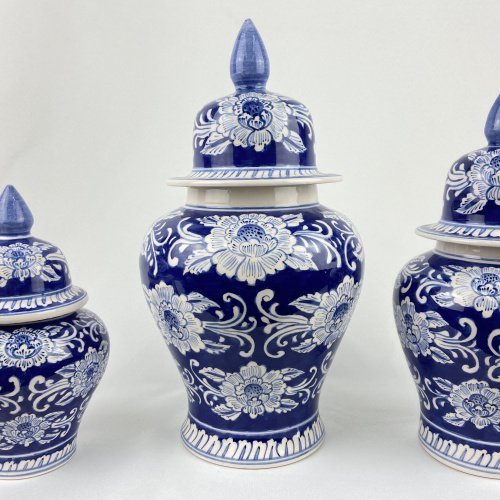 Floral Motifs Dark Blue Background Hand Made Ceramic Bowl 8 Scaled