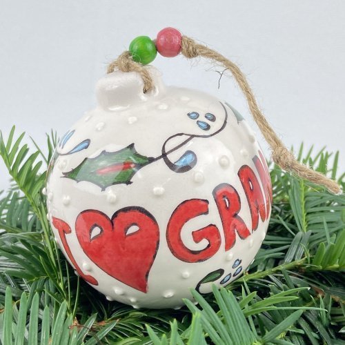 I Love Grandpa Ceramic Hand Made Christmas Ornament 6