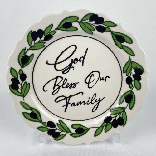 Olives On The Branch Blessing Series Handmade Ceramic Plate 2 Scaled