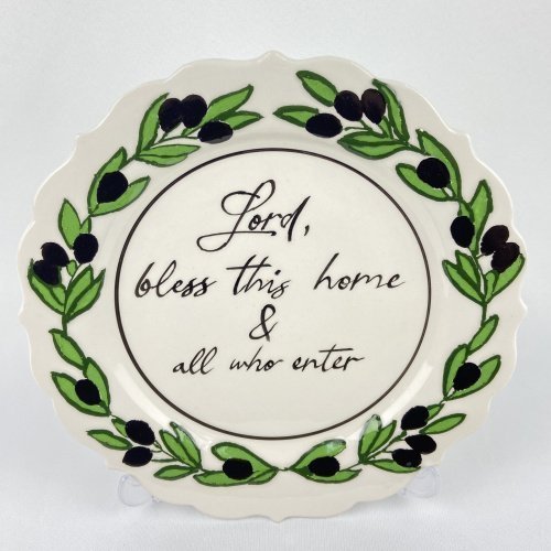 Olives On The Branch Blessing Series Handmade Ceramic Plate 4 Scaled