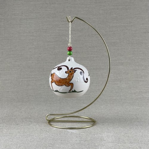 Whimsical Reindeer Ceramic Hand Made Christmas Ornament 2 Scaled